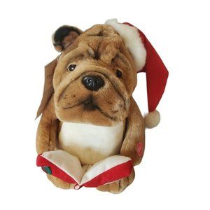 Vintage 90s JcPenny Christmas‎ Barking Sharpee Dog Plush 11" NWT WORKS